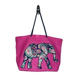 Vera Bradley Paisley Elephant Woven Pink Large Tote Bag